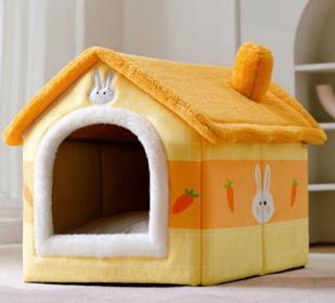 Foldable Dog House Pet Cat Bed Winter Dog Villa Sleep Kennel Removable Nest Warm Enclosed Cave Sofa Pets Supplies (Option: Radish rabbit-Small)