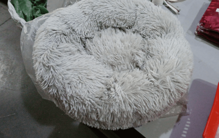 Dog Beds For Small Dogs Round Plush Cat Litter Kennel Pet Nest Mat Puppy Beds (Option: Light Gray-60cm)